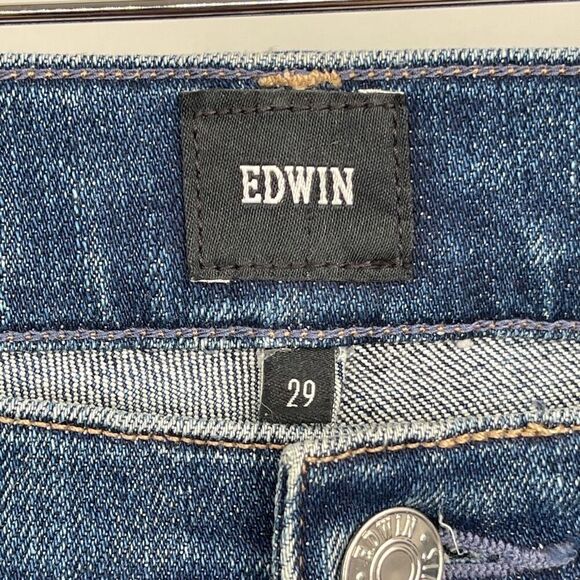 Edwin Blue Cotton Blend Stretch Pixie 9" Mid Rise Skinny Denim Jeans Size 29 - Picture 3 of 11